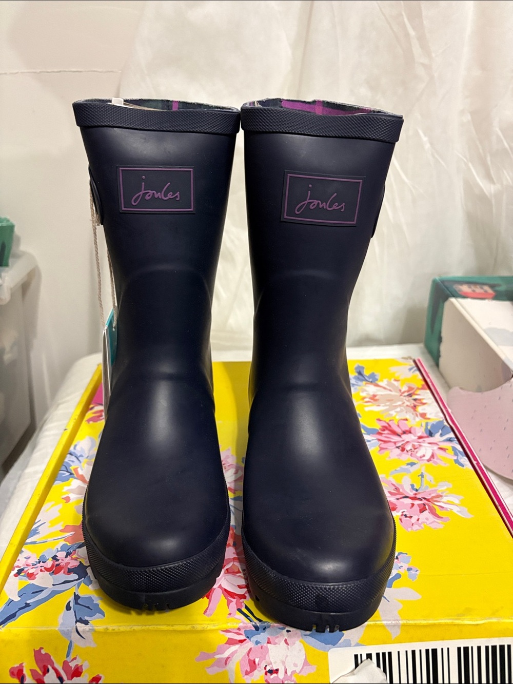 Joules Navy  Rain Boots size US 6 NWT